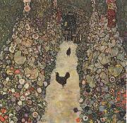 Gustav Klimt Garden Path with Chickens (mk20) Sweden oil painting artist